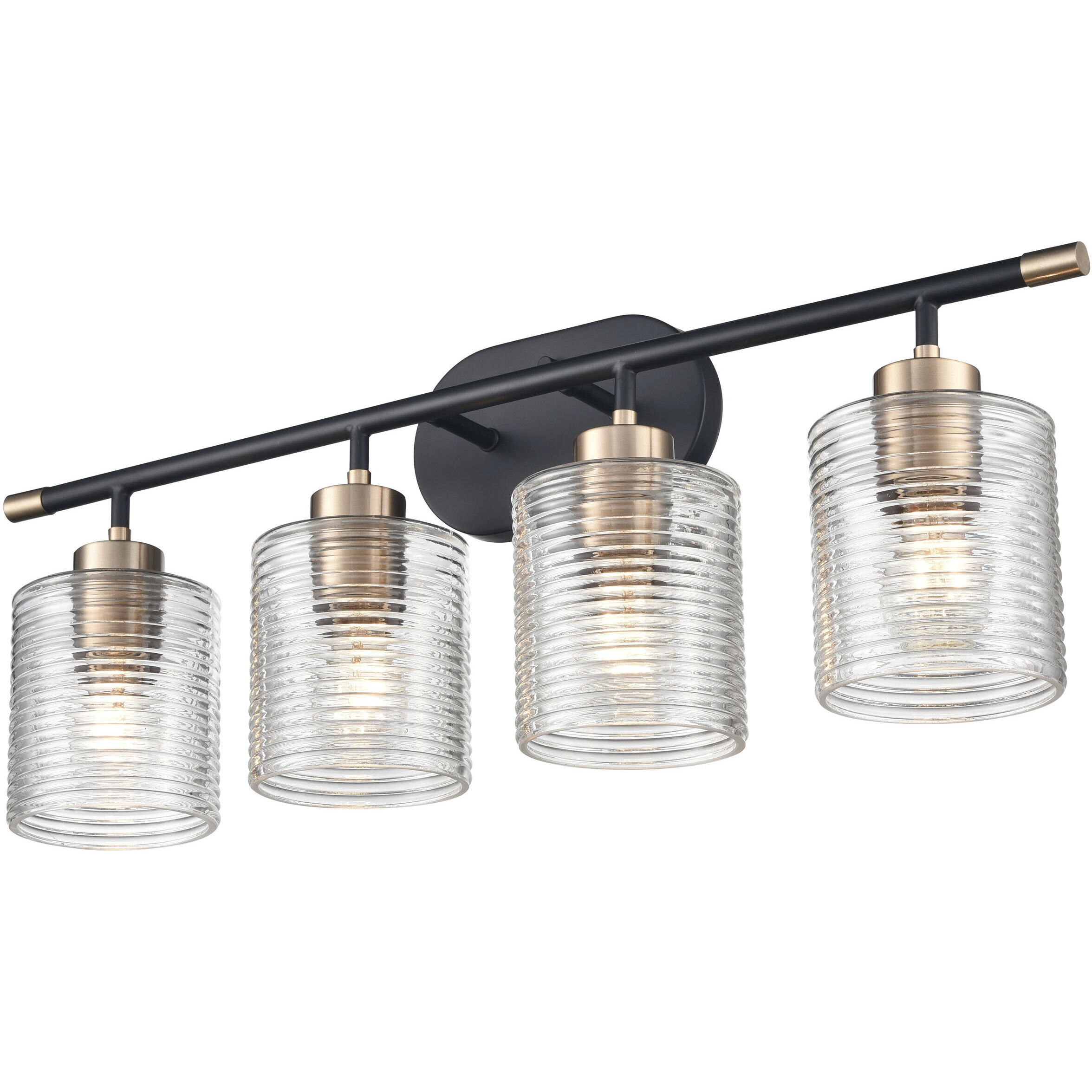 Renitta 4 Light 28.25 inch Matte Black/Modern Gold Bathroom Vanity Light Wall Light